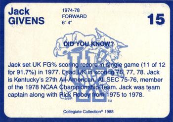 1988-89 Kentucky's Finest Collegiate Collection #15 Jack Givens Back