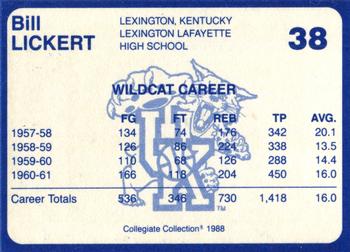 1988-89 Kentucky's Finest Collegiate Collection #38 Bill Lickert Back