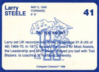 1988-89 Kentucky's Finest Collegiate Collection #41 Larry Steele Back