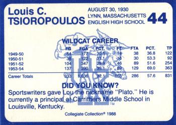 1988-89 Kentucky's Finest Collegiate Collection #44 Lou Tsioropoulos Back