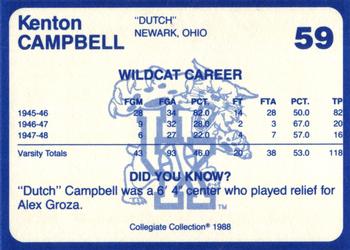 1988-89 Kentucky's Finest Collegiate Collection #59 Kenton Campbell Back