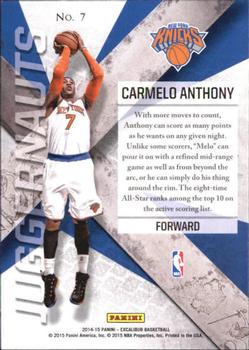 2014-15 Panini Excalibur - Juggernauts #7 Carmelo Anthony Back