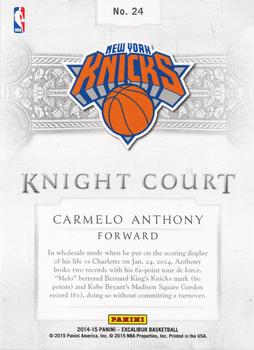 2014-15 Panini Excalibur - Knight Court #24 Carmelo Anthony Back