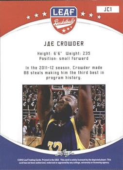 2012-13 Leaf Retail #JC1 Jae Crowder Back