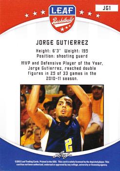 2012-13 Leaf Retail #JG1 Jorge Gutierrez Back