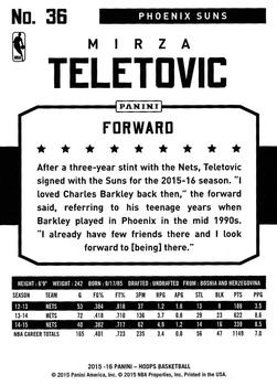 2015-16 Hoops #36 Mirza Teletovic Back