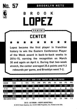 2015-16 Hoops #57 Brook Lopez Back
