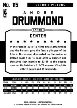 2015-16 Hoops #115 Andre Drummond Back