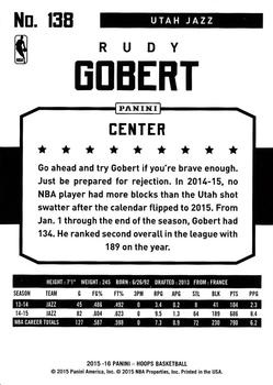 2015-16 Hoops #138 Rudy Gobert Back