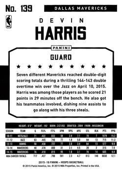 2015-16 Hoops #139 Devin Harris Back