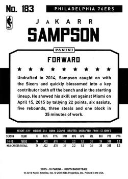2015-16 Hoops #183 JaKarr Sampson Back