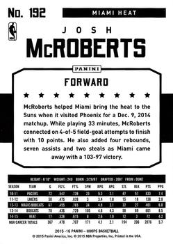 2015-16 Hoops #192 Josh McRoberts Back