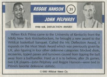 1989-90 Kentucky Wildcats Big Blue Awards #31 Reggie Hanson / John Pelphrey Back