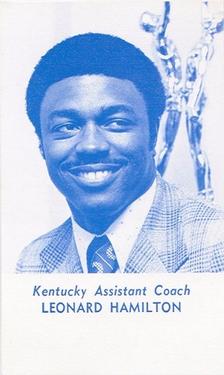 1977-78 Kentucky Wildcats Schedules #NNO Leonard Hamilton Front