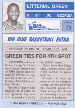 1990-91 Kentucky Wildcats Big Blue Magazine Dream Team/Award Winners #23 Litterial Green Back