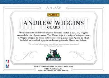 2014-15 Panini National Treasures - Air Apparent Prime #AA-AW Andrew Wiggins Back
