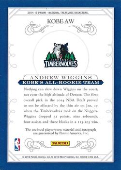 2014-15 Panini National Treasures - Kobe's All-Rookie Team Selections Prime #KOBE-AW Andrew Wiggins Back