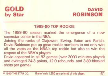 1990-91 Star Gold #61 David Robinson Back