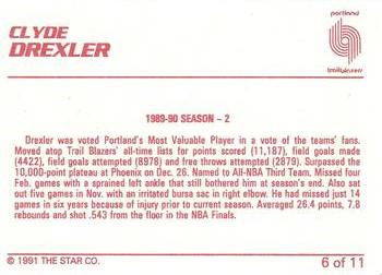 1990-91 Star Clyde Drexler #6 Clyde Drexler Back