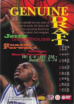 1996 Signature Rookies Premier - Genuine Draft #NNO Jerry Stackhouse Back