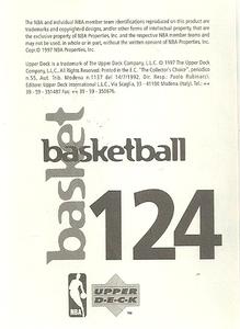 1997-98 Upper Deck NBA Stickers (European) #124 Cory Alexander Back
