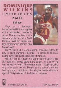 1991-92 Fleer - Dominique Wilkins Limited Edition Autographs #2 Dominique Wilkins Back