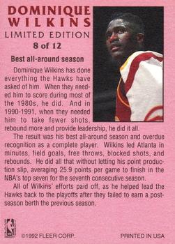 1991-92 Fleer - Dominique Wilkins Limited Edition Autographs #8 Dominique Wilkins Back