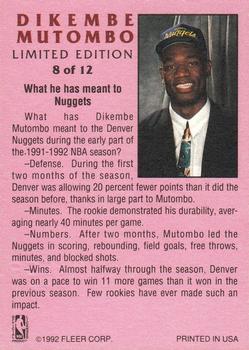 1991-92 Fleer - Dikembe Mutombo Limited Edition Autographs #8 Dikembe Mutombo Back