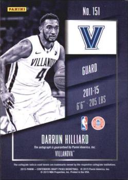 2015 Panini Contenders Draft Picks #151 Darrun Hilliard Back
