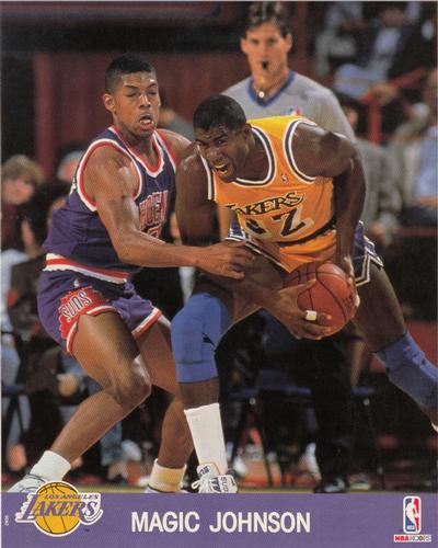 1990-91 Hoops Action Photos #90N2 Magic Johnson Front