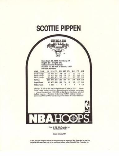 1990-91 Hoops Action Photos #91T33B Scottie Pippen Back