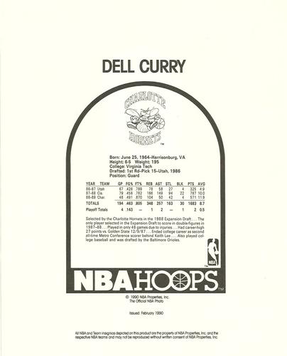 1990-91 Hoops Action Photos #90T64B Dell Curry Back