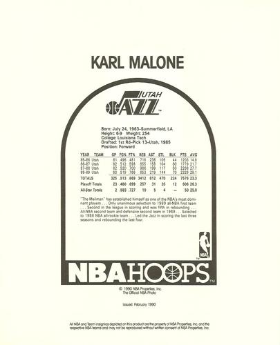 1990-91 Hoops Action Photos #90N13 Karl Malone Back