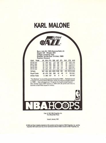 1990-91 Hoops Action Photos #91N13 Karl Malone Back