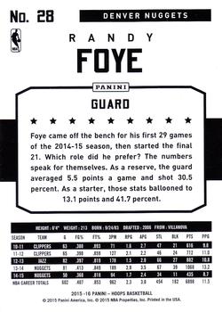 2015-16 Hoops - Green #28 Randy Foye Back