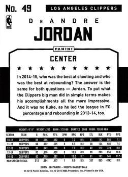 2015-16 Hoops - Green #49 DeAndre Jordan Back