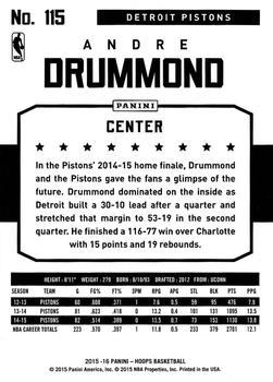 2015-16 Hoops - Green #115 Andre Drummond Back