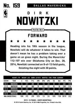 2015-16 Hoops - Green #159 Dirk Nowitzki Back