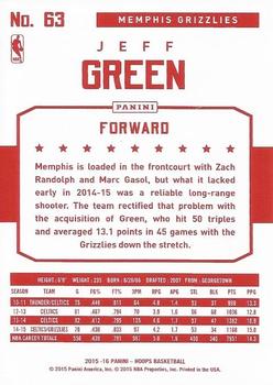 2015-16 Hoops - Red Back #63 Jeff Green Back