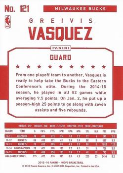 2015-16 Hoops - Red Back #121 Greivis Vasquez Back