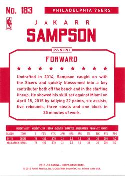 2015-16 Hoops - Red Back #183 JaKarr Sampson Back