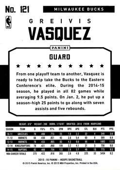 2015-16 Hoops - Blue #121 Greivis Vasquez Back