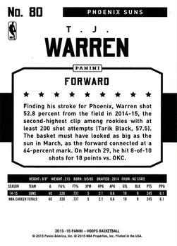 2015-16 Hoops - Red #80 T.J. Warren Back