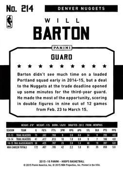 2015-16 Hoops - Red #214 Will Barton Back