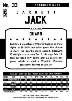 2015-16 Hoops - Silver #33 Jarrett Jack Back