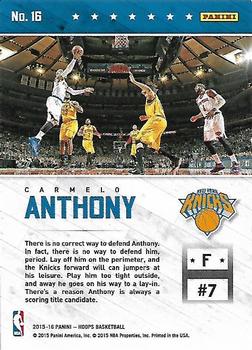 2015-16 Hoops - Courtside Artist Proof #16 Carmelo Anthony Back