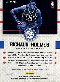 2015-16 Hoops - Great SIGnificance Gold #GS-RHL Richaun Holmes Back