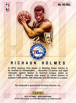 2015-16 Hoops - Hot Signatures #HS-RHL Richaun Holmes Back