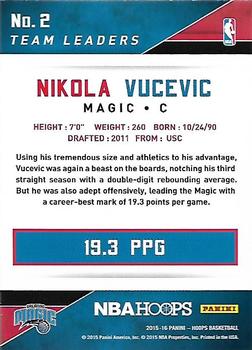 2015-16 Hoops - Team Leaders #2 Nikola Vucevic Back