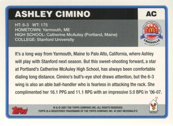 2007 Topps McDonald's All-American Game #AC Ashley Cimino Back